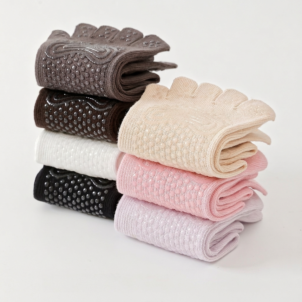 Five-Toe Yoga Socks for Women – Non-Slip Grip Socks for Pilates & Barefoot Training, Mid-Calf