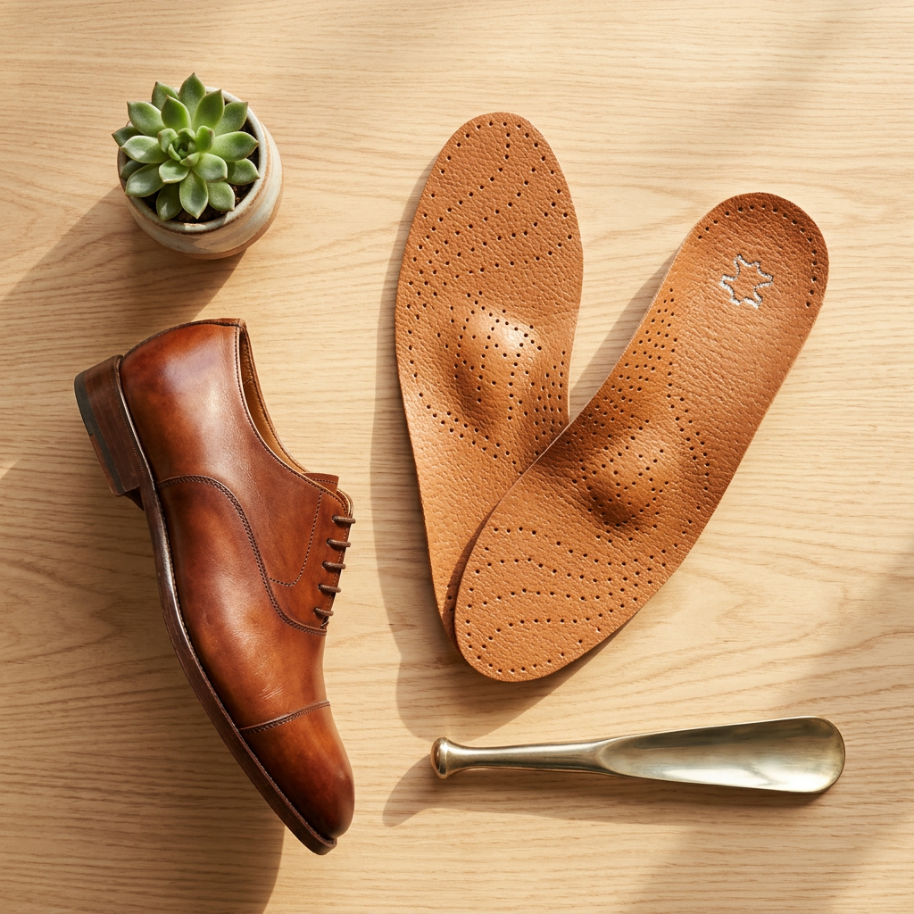 Leather Arch Support Insoles for Men & Women – Orthotic Inserts for Flat Feet & Foot Pain